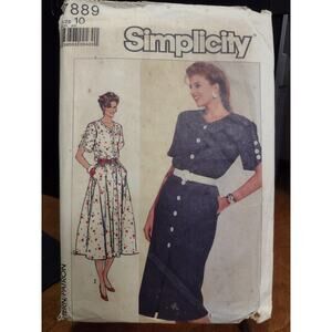 Vintage Simplicity Pattern‎ 7889 Misses' Dress Size 10 (1986)